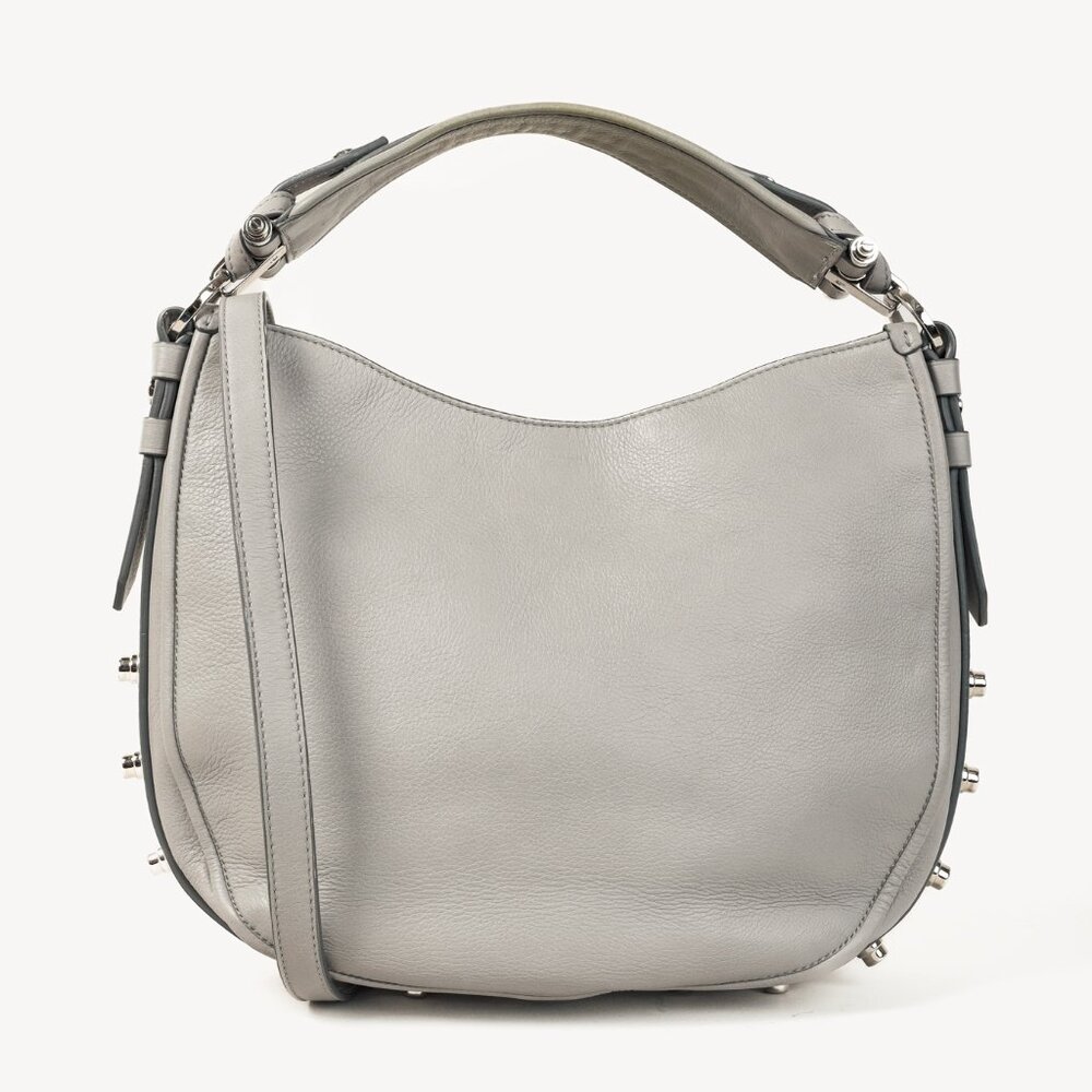Givenchy Obsedia Pearl Grey Leather Studded Small Hobo Bag